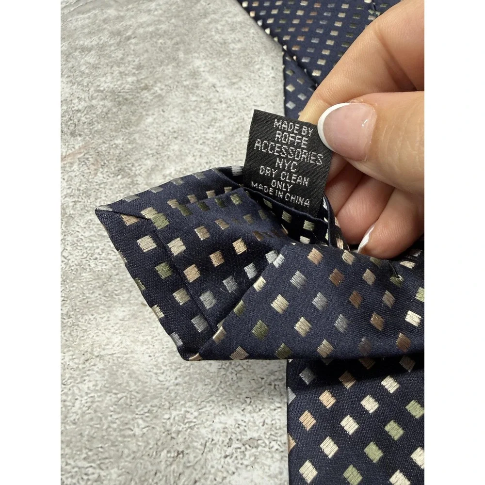 Beau Brummel Silk Tie Mens One Size Blue Geometric Pointed Made In China Necktie